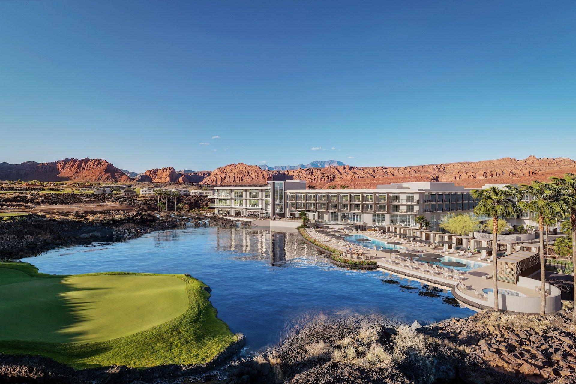 Rendering of the Resort Center exterior at Black Desert Resort