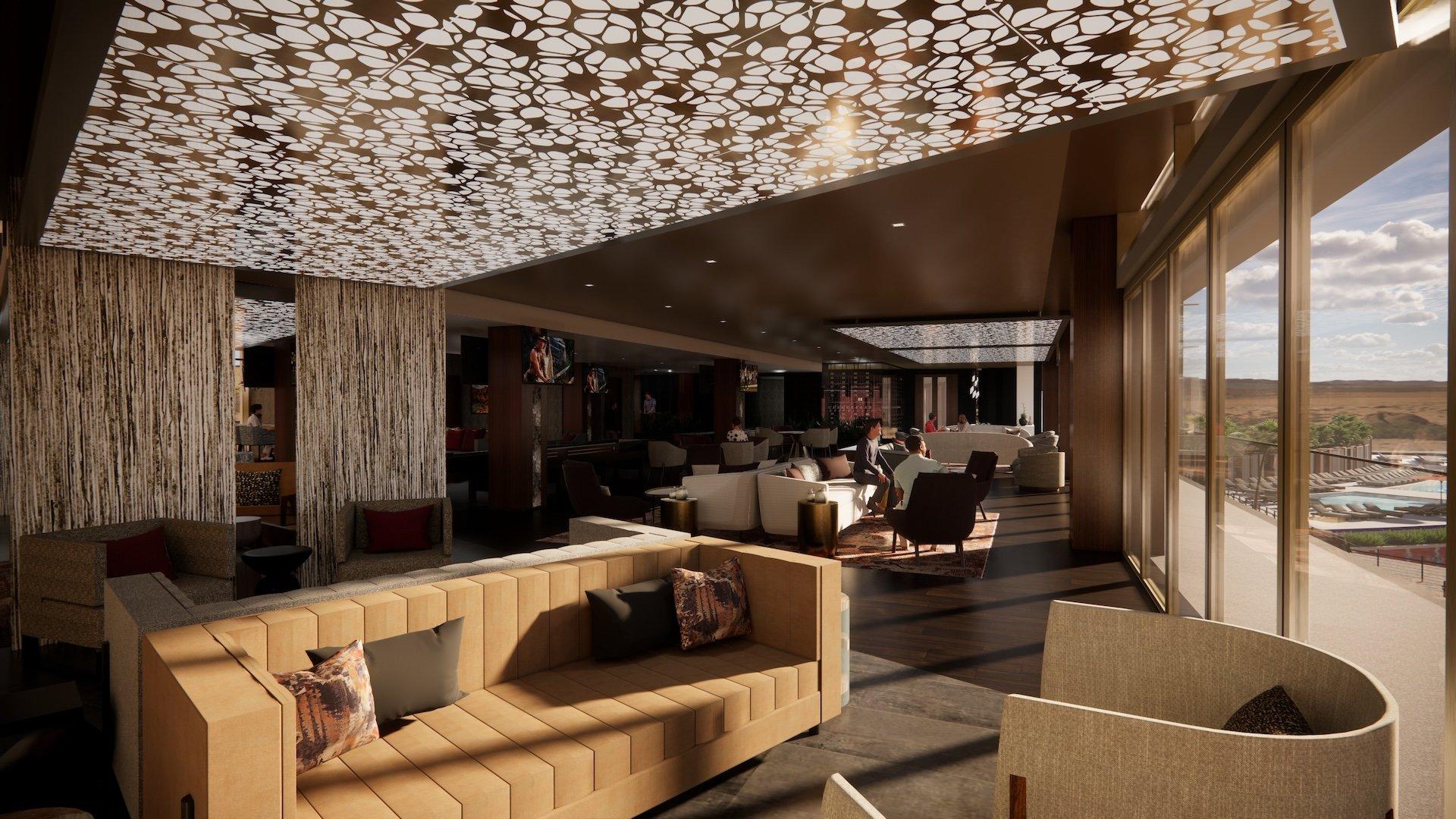 Rendering of Members VIP lounge with couches