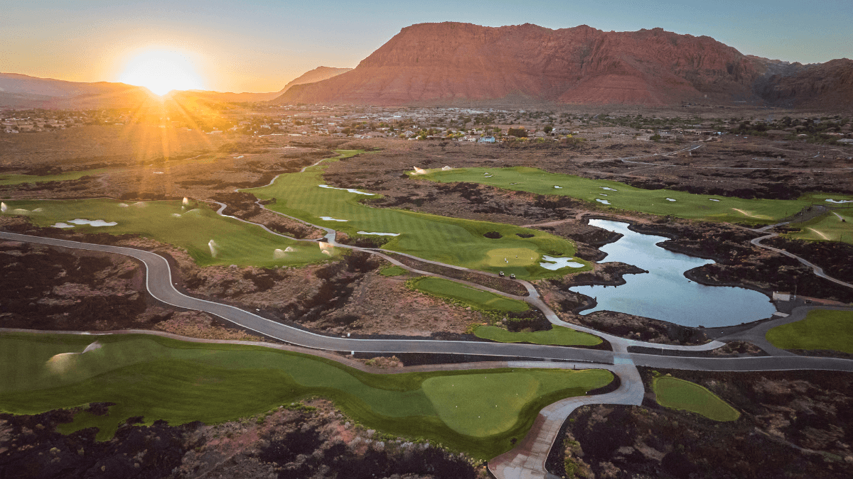 sunset view of golf course