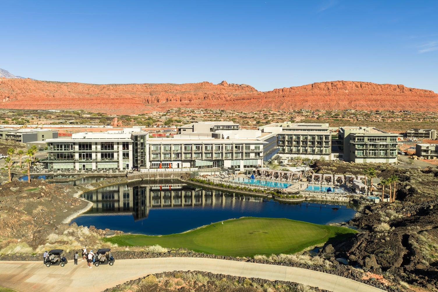 resort drone image with 19 green