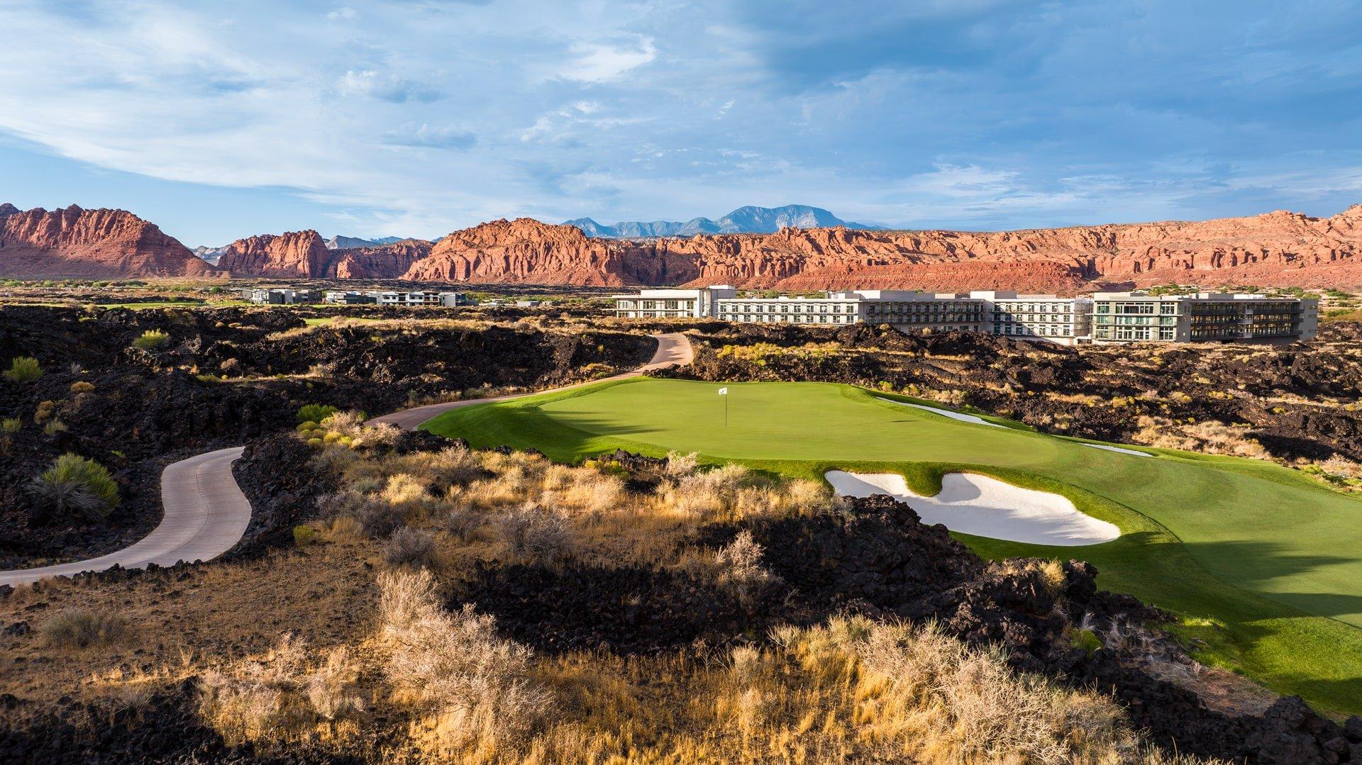 exterior view of the resort from the 9th green